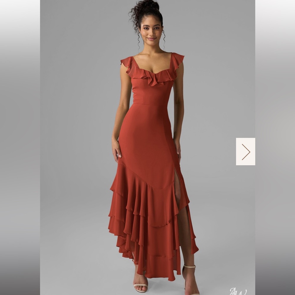 Orange Sleeveless Sweetheart Maxi Gown